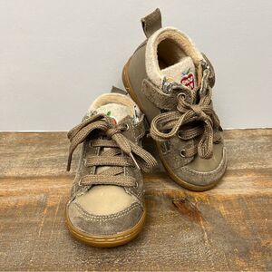 Shoo Pom Green/Brown Kids Sneakers with Laces & Fuzzy Lining- Size 21